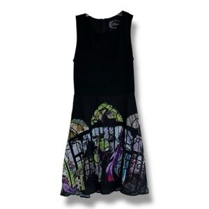 Disney Maleficent Stained Glass Skater Dress Small Villains Graphic Gothic